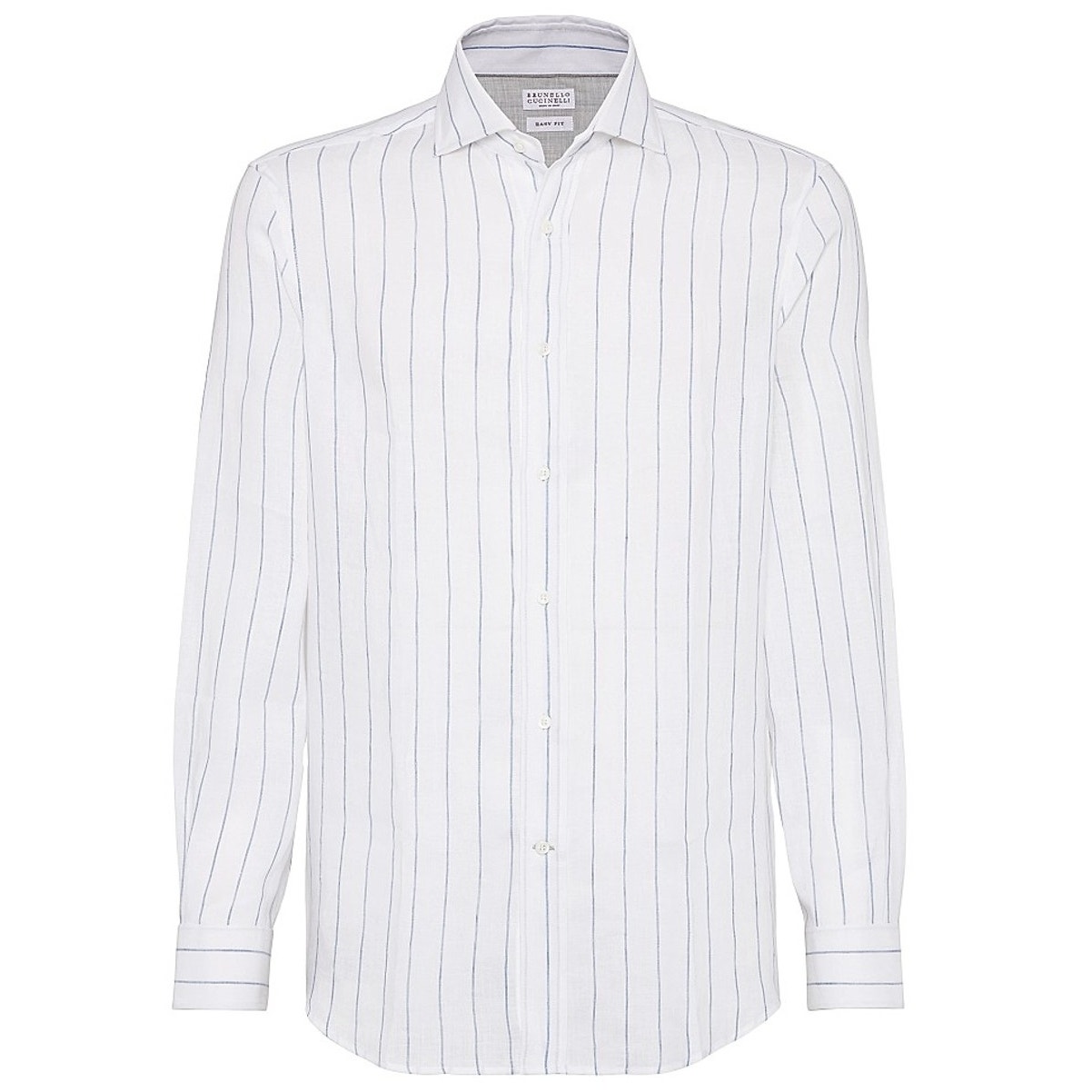 Brunello Cucinelli Linen Periwinkle Chalk Stripe Easy Fit Shirt Size Xxl